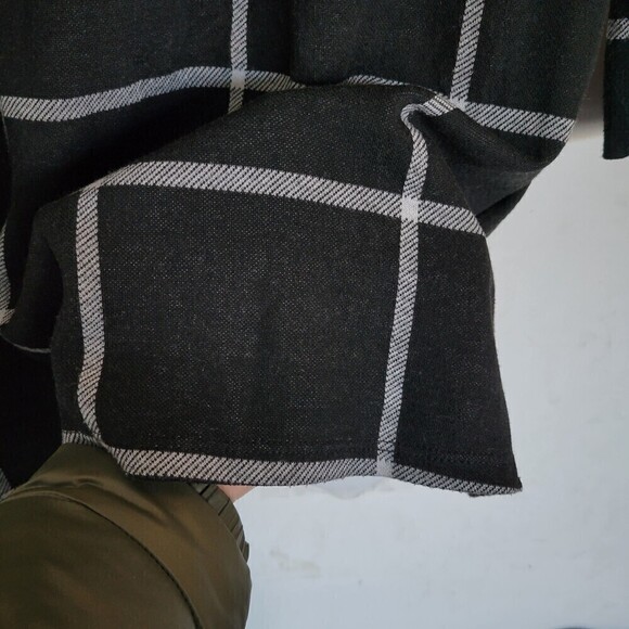 Slate & Willow Black Gray Plaid Stripe Long Sleeve Knit Mini Shift Dress Size XS - Picture 8 of 14